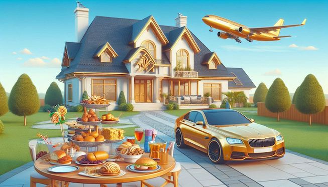 Haus, Flugzeug, Auto